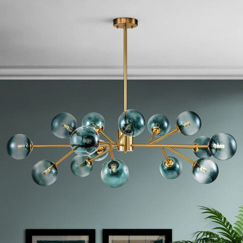 Corrigan Studio® Ayaan 15 Light Sputnik Modern Linear Smoke Glass/Crystal Chandelier & Reviews